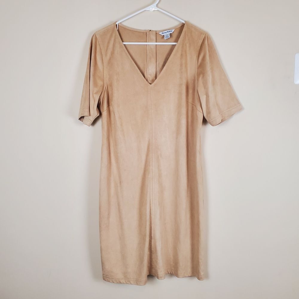 Tommy Bahama Salina Beige Faux Suede Short Sleeve Dress Size large